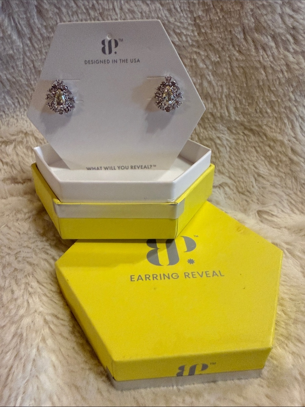 Earring Reveal Lemon CZ  Teardrop Stud Earrings in Rhodium Plating
